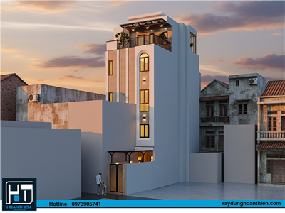 Thiết kế nhà ống 5 tầng trên đất méo đẹp, ấn tượng